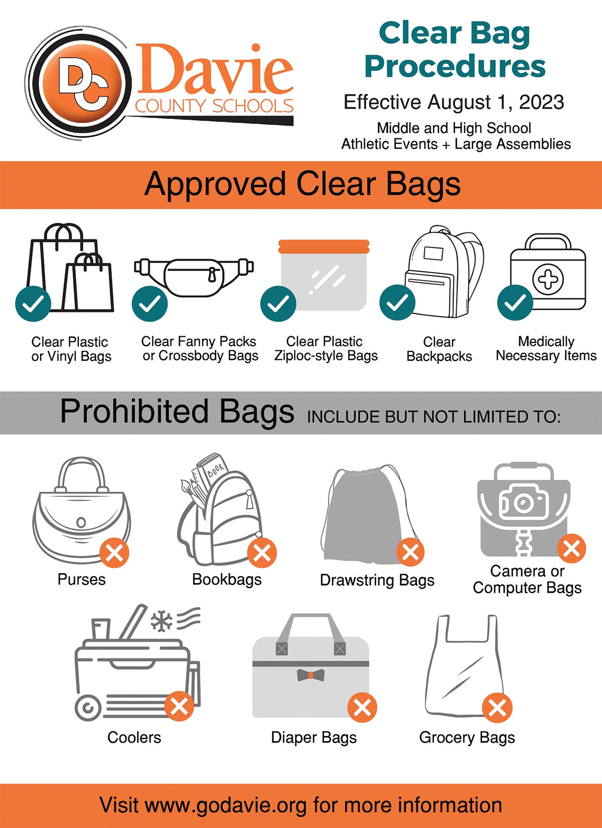 What you need to know: Schools adopt 'clear bag' policy for events - Davie  County Enterprise Record
